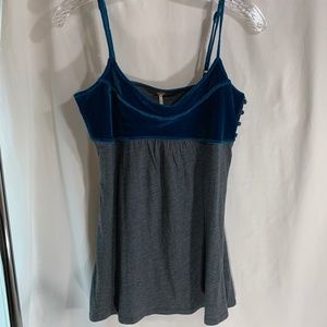Free People Velvet Blue and Gray Top